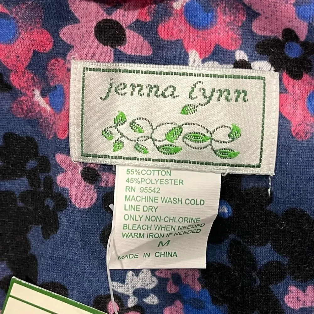 NWT Jenna Lynn Sleepwear Top Blue Floral Print Size M